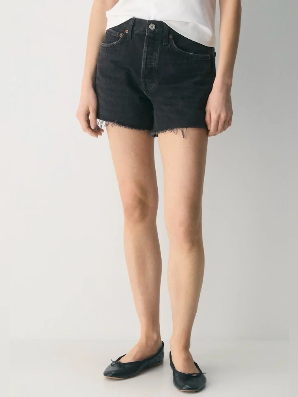 AGOLDE Parker Long Jean Short Mid-rise cut-off denim shorts